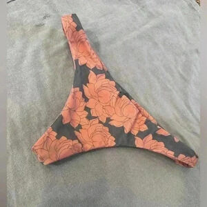 Blue and mauve floral bikini bathing suit bottom extra small reversible cheeky